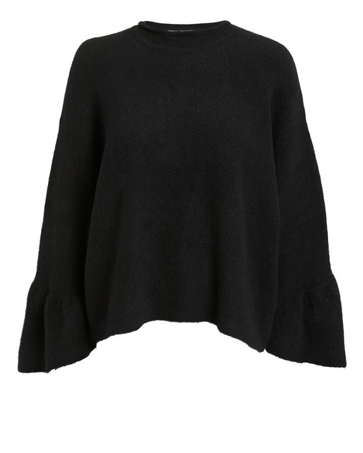 3.1 Phillip Lim Ruffle Sleeve Black Sweater Black S