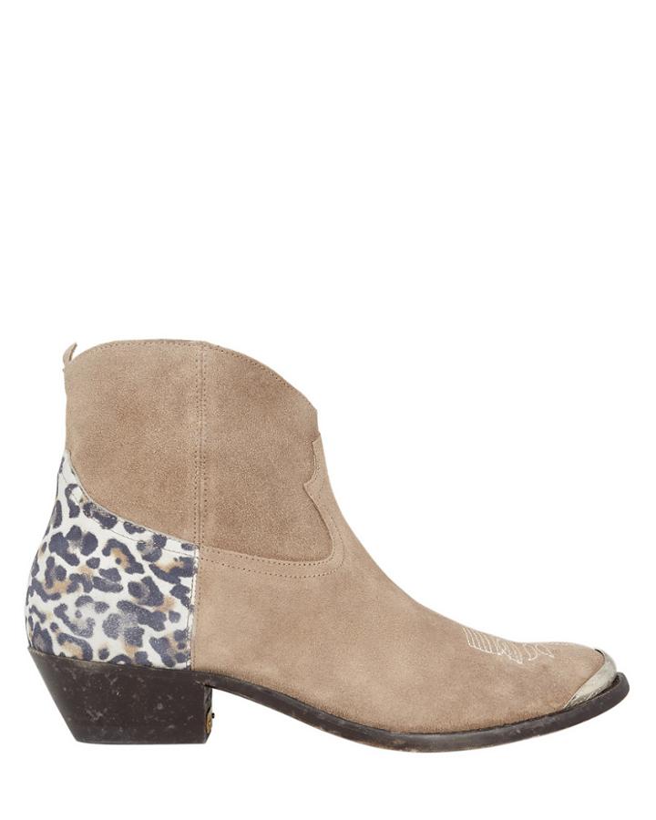 Golden Goose Young Western Brown Booties Tan/leopard 39