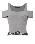 Alexander Wang Lace Hem Ribbed Knit Grey Tank