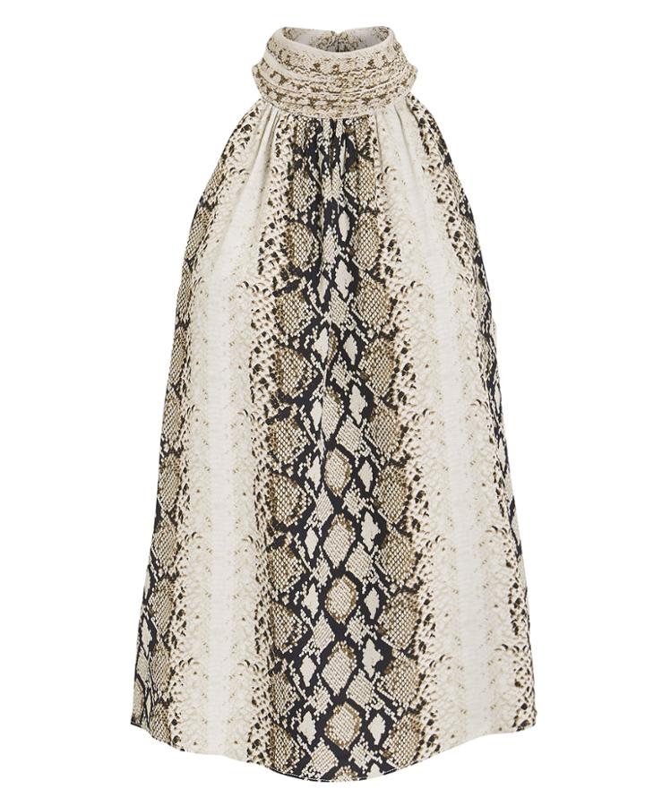 Joie Branka Snakeskin Print Sleeveless Blouse Brown/snakeskin P