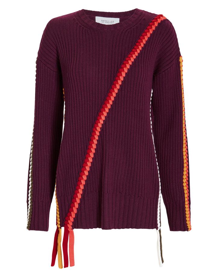 Derek Lam 10 Crosby Braid Detail Sweater Burgundy M