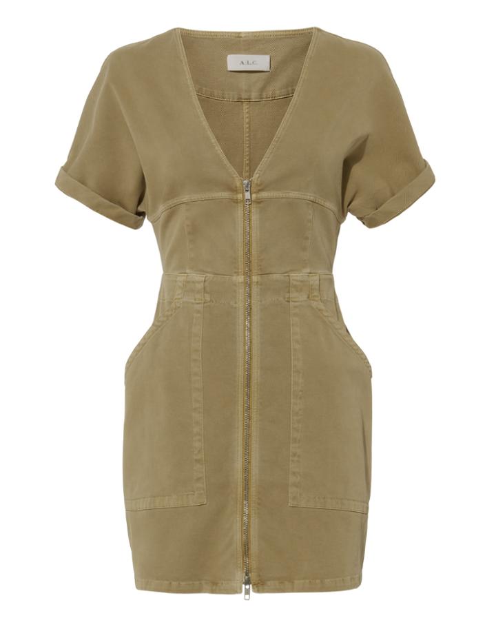 Alc A.l.c. Novak Cotton Twill Zip Dress Beige 6