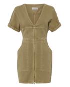 Alc A.l.c. Novak Cotton Twill Zip Dress Beige 6