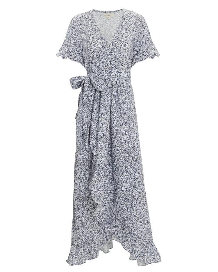 Nightcap Clothing Indigo Ruffle Maxi Dress Navy/white S