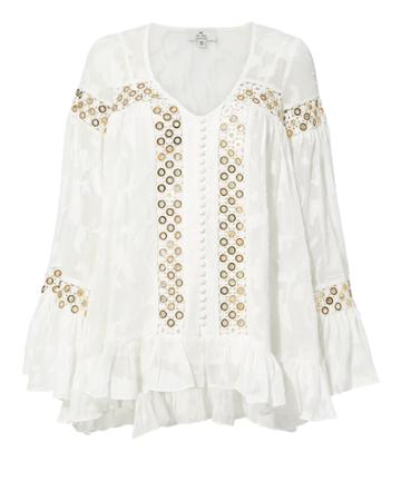We Are Kindred Stephanie Gold Grommet Blouse Ivory 2