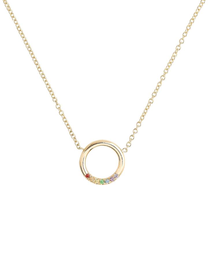 Zoe Chicco Rainbow Sapphires Thick Circle Necklace Gold 1size