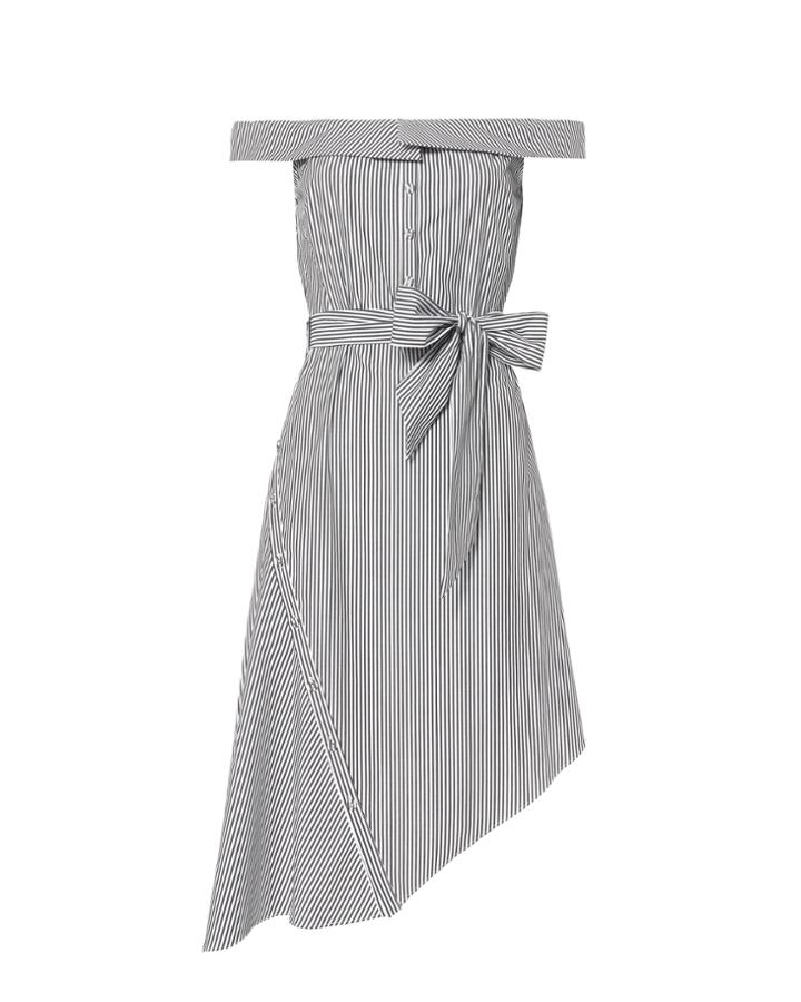 Exclusive For Intermix Nicolette Asymmetric Off-the-shoulder Dress Stripe P