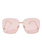 Gucci Square Rimless Pink Sunglasses Gold 1size