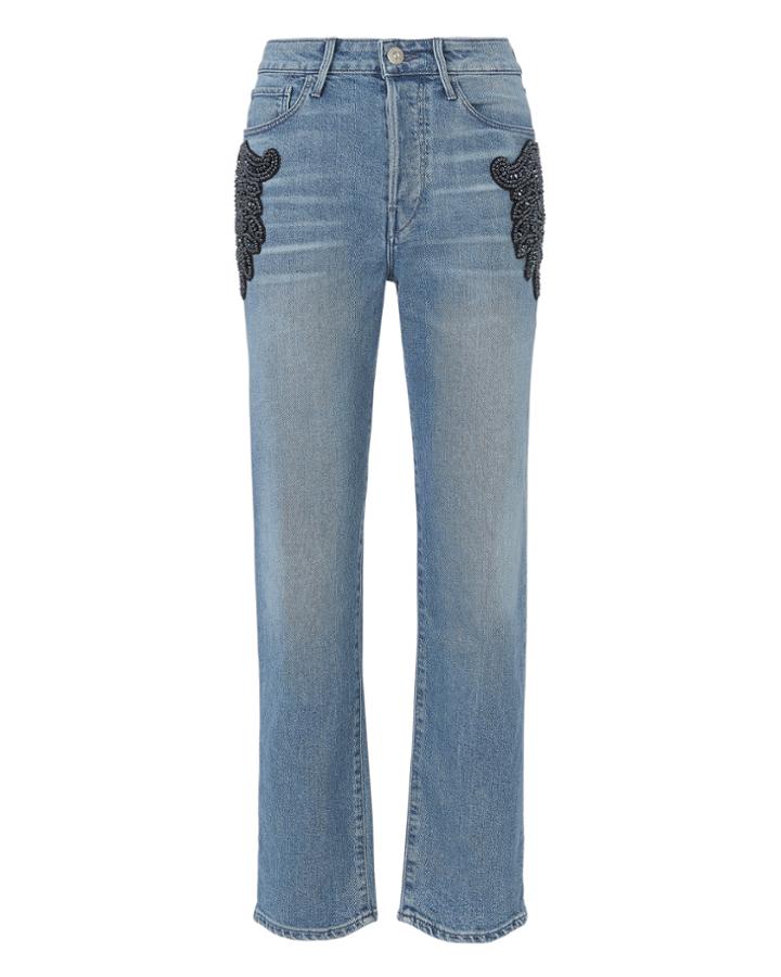 3x1 Burke High-rise Beaded Boyfriend Crop Jeans