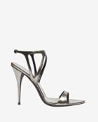 Narciso Rodriguez Mirrored Leather Stiletto Sandal: Silver