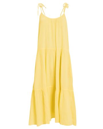 Honorine Daisy Tiered Midi Dress Yellow M