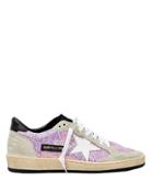 Golden Goose Ball Star Lilac Glitter Black Trim Sneakers Lilac/grey/beige/black 37