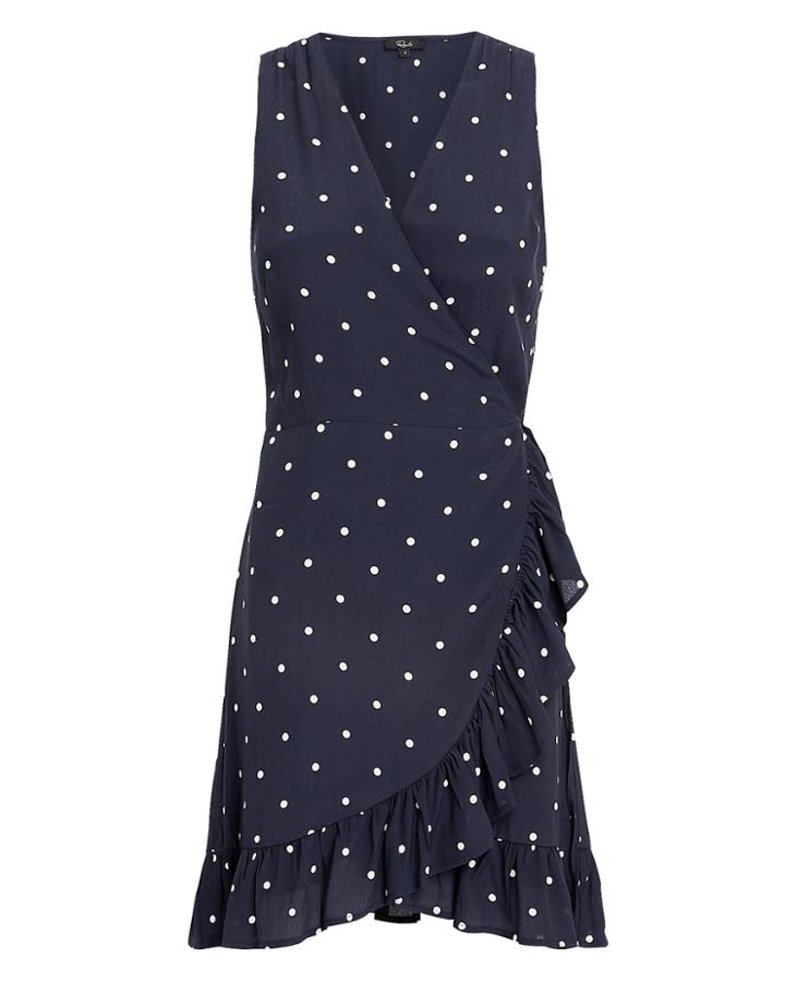 Rails Madison Polka Dot Wrap Dress Navy/white L