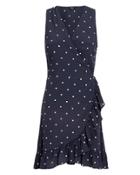 Rails Madison Polka Dot Wrap Dress Navy/white L