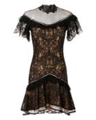Jonathan Simkhai Mixed Lace Mini Dress Black Zero