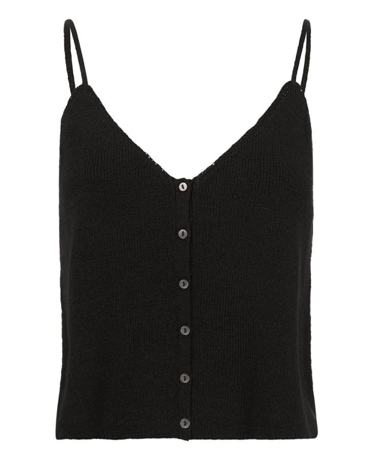 Exclusive For Intermix Intermix Felicity Button Front Tank Black P