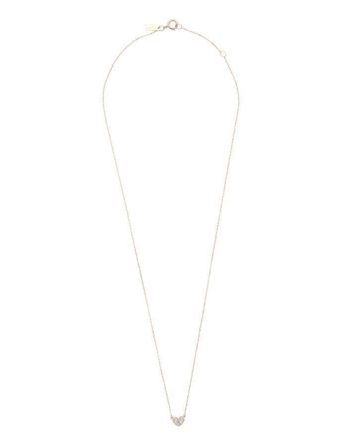 Adina Reyter Super Tiny Pav Folded Heart Necklace Metallic 1size