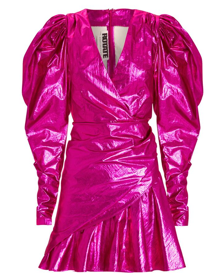 Rotate Birger Christensen No. 24 Raspberry Metallic Mini Dress Fuschia 36