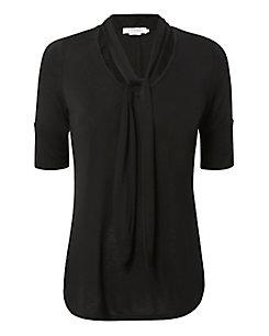 Frame Tie Neck Short-sleeved Top