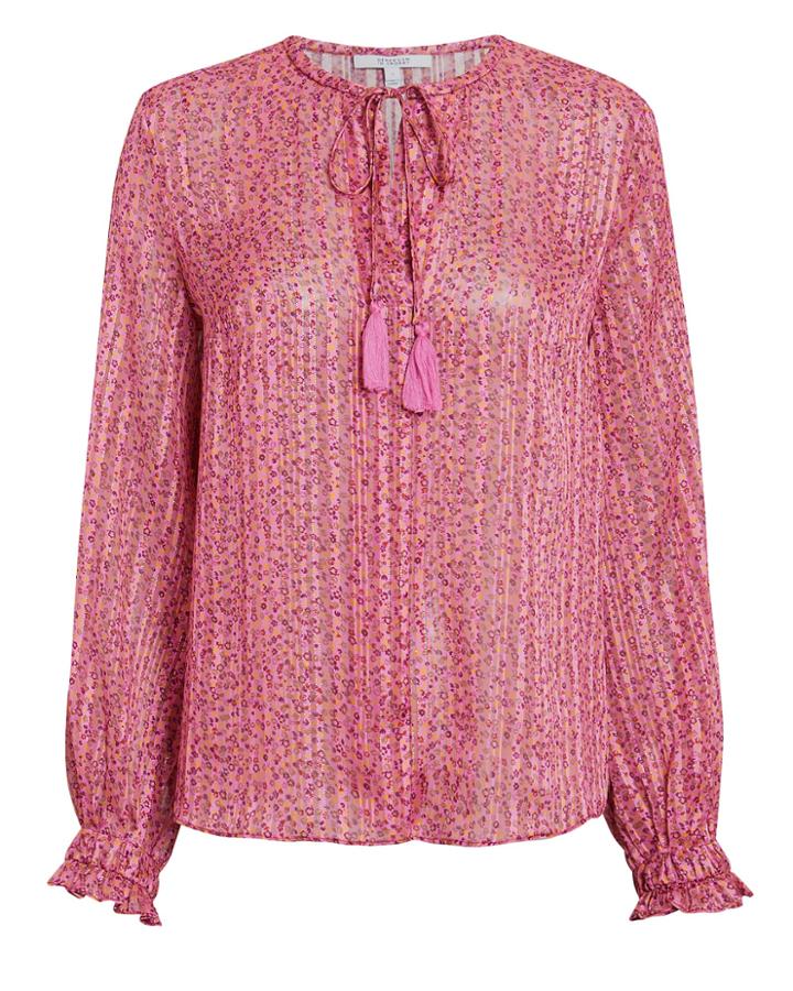 Derek Lam 10 Crosby Floral Lurex Blouse Pink 6