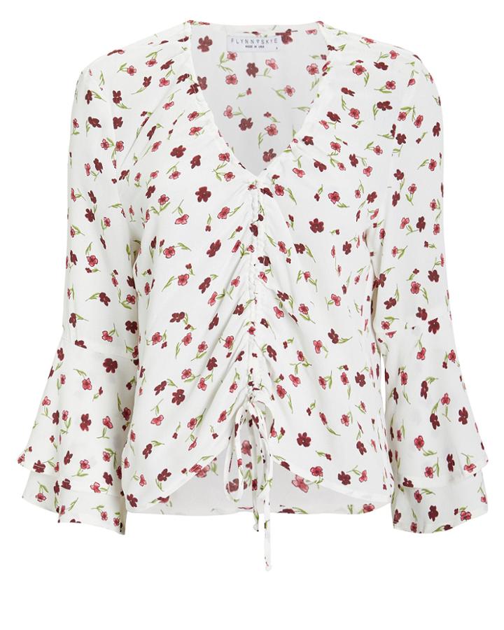 Flynn Skye Kristy Drawstring Floral Blouse White/floral P