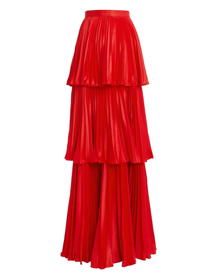 Amur Eve Tiered Maxi Skirt Red Zero