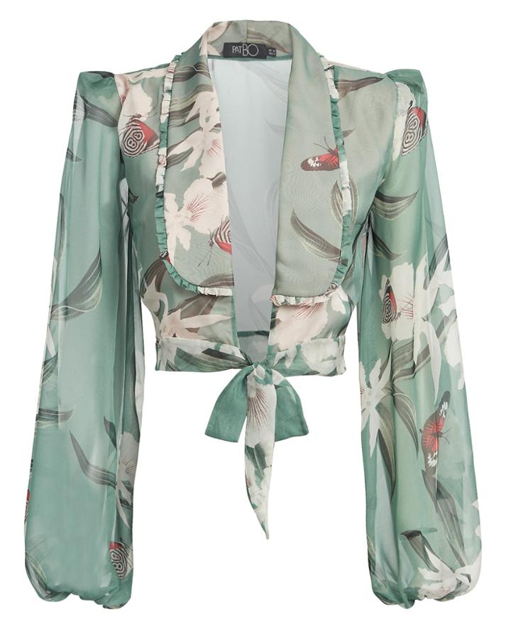 Patbo Zebrina Tie Waist Top Orchid/mint P