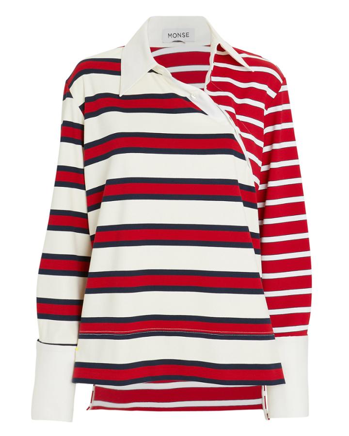 Monse Twisted Stripe Rugby Top Red/blue Stripe S