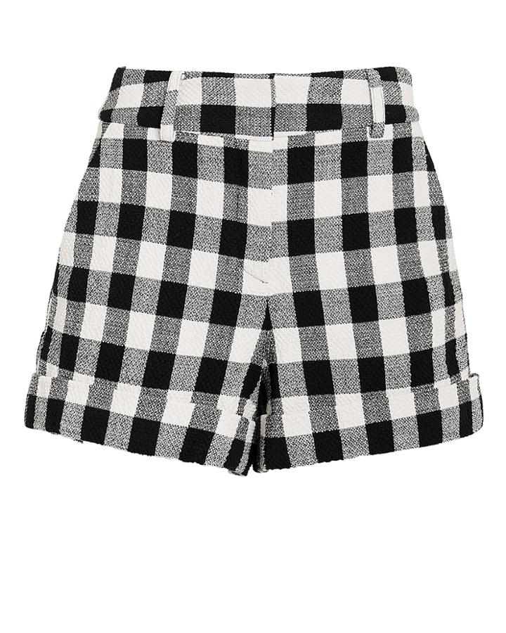 Veronica Beard Carito Gingham Tweed Shorts Black/white Zero