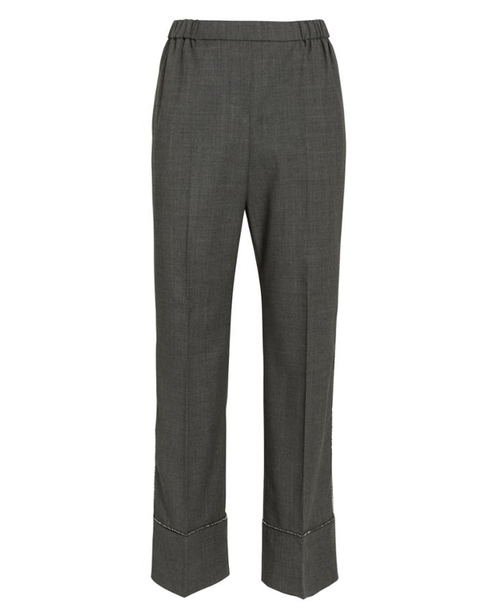No 21 No. 21 Bead Trim Cuffed Trousers Grey 38