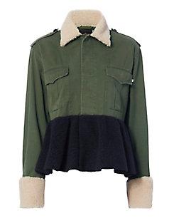 Harvey Faircloth Shearling Peplum Army Jacket