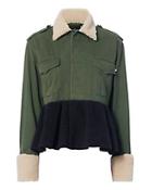 Harvey Faircloth Shearling Peplum Army Jacket