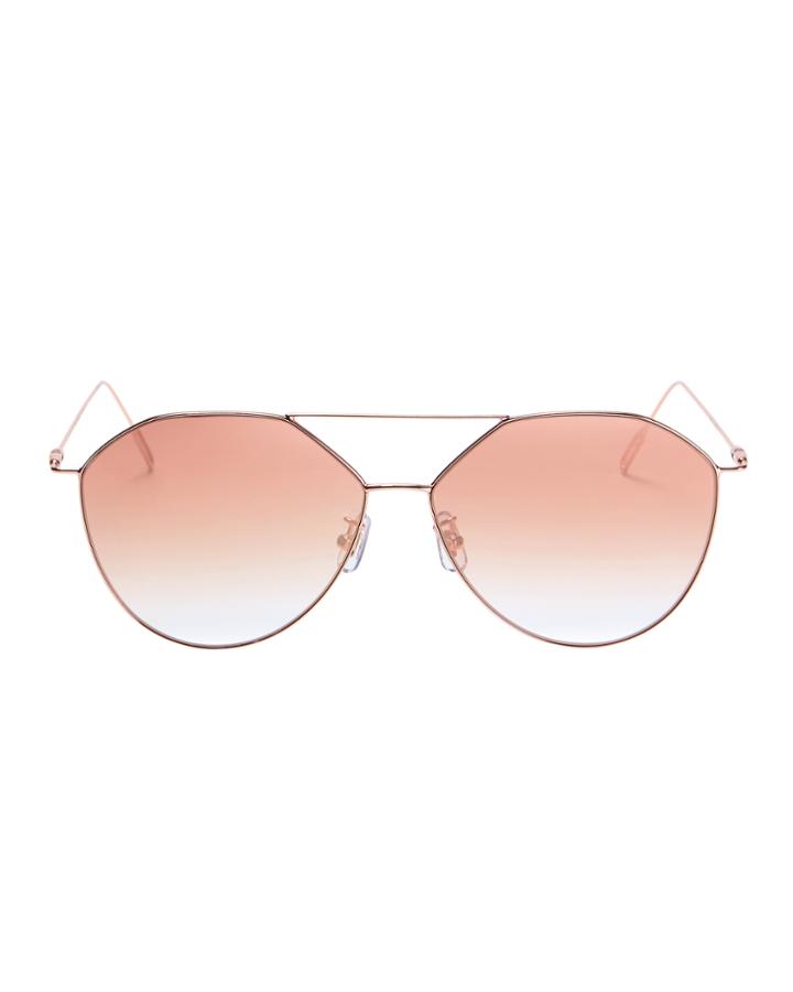 Vedi Vero Pink Angular Aviator Sunglasses Pink 1size