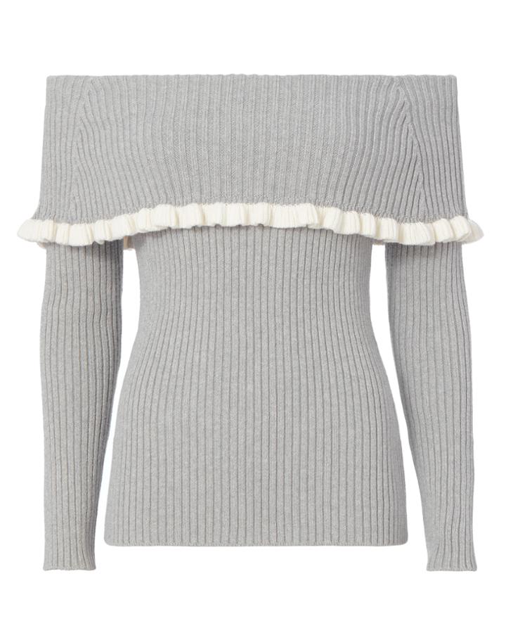 Exclusive For Intermix Raylynn Ruffle Off Shoulder Sweater