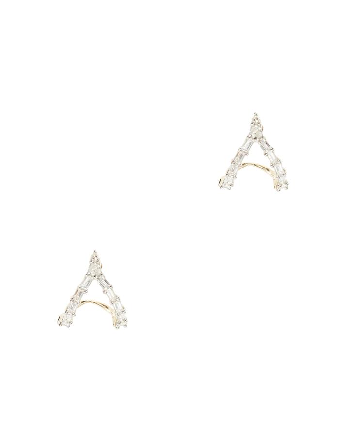 Adina Reyter Baguette Double J Hoops Gold 1size
