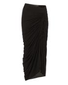 Rick Owens Lilies Ruched Ruffled Midi Skirt Black 42