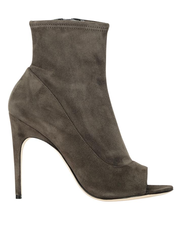 Sergio Rossi Shoes Sergio Rossi Peep-toe Suede Booties Grey 38