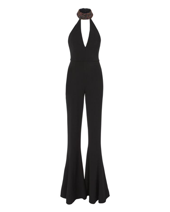 Cushnie Et Ochs Embellished Halter Flared Jumpsuit Black 4