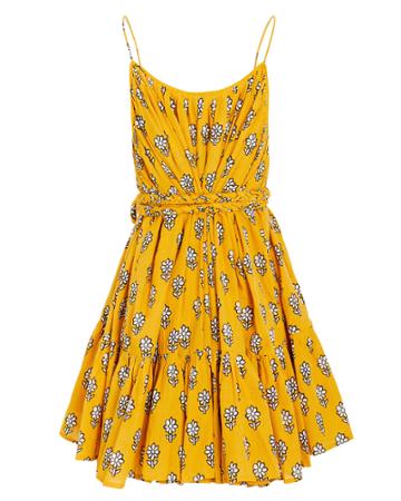 Rhode Resort Rhode Nala Printed Cotton Dress Yellow/floral M