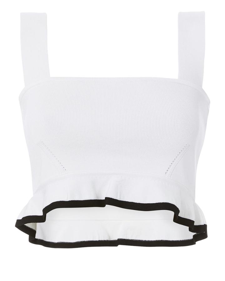 Cushnie Et Ochs Ruffle Hem Crop Top Blk/wht L