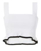 Cushnie Et Ochs Ruffle Hem Crop Top Blk/wht L