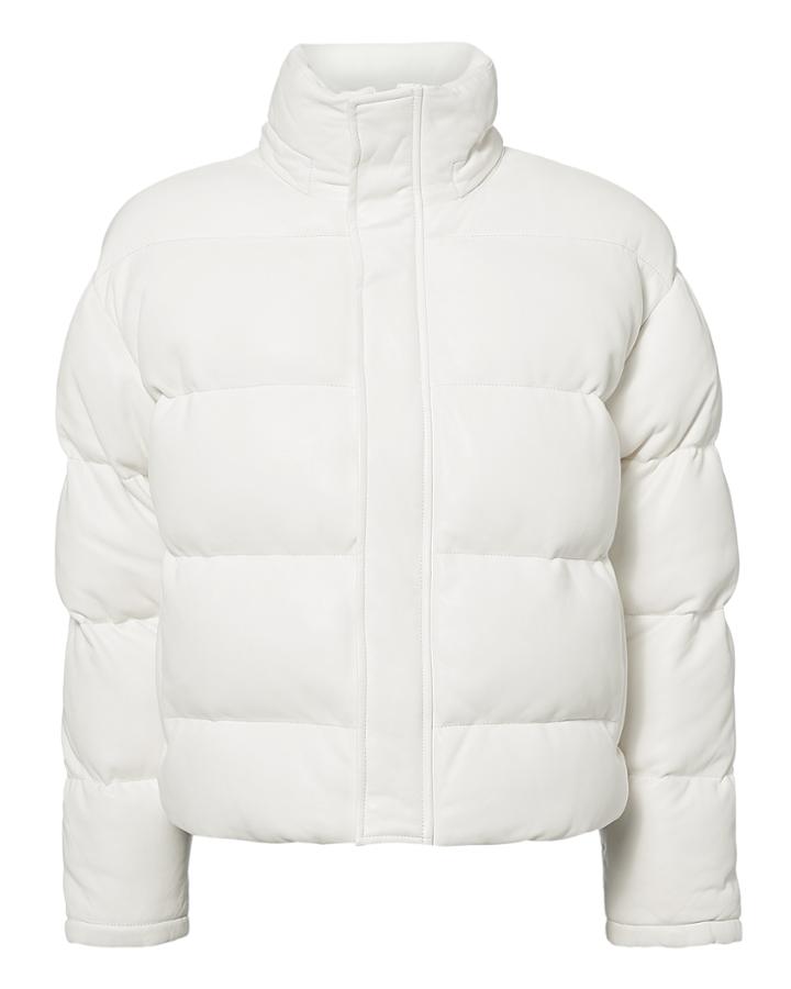 Iro Collyn Leather Cropped Puffer White 34