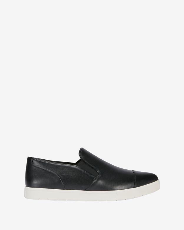 Vince Pointy-toe Leather Slip On Sneaker: Black