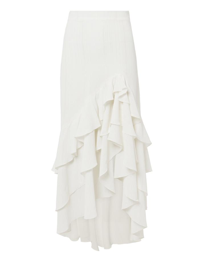 Patbo Ruffle Midi Skirt White 2