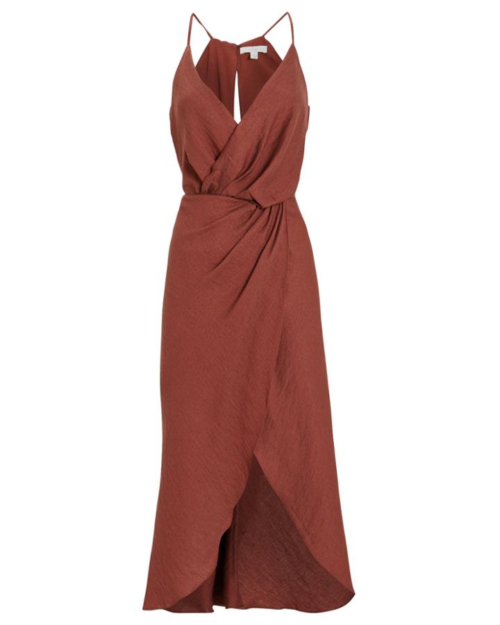 Joie Tanika Sleeveless Wrap Dress Maroon P