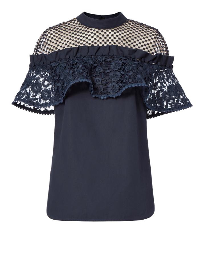 Self-portrait Hudson Poplin Lace Top