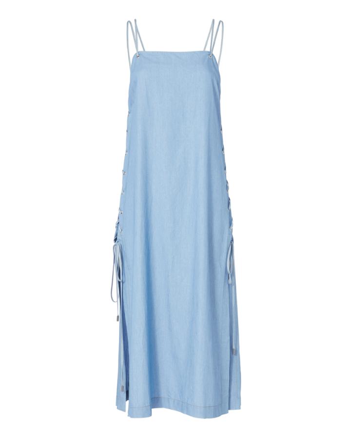 Jonathan Simkhai Lace-up Chambray Coverup Dress Denim P