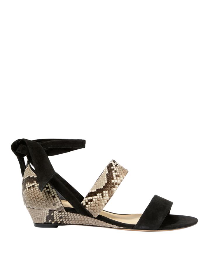 Alexandre Birman Python Lace-up Sandals Black 36.5