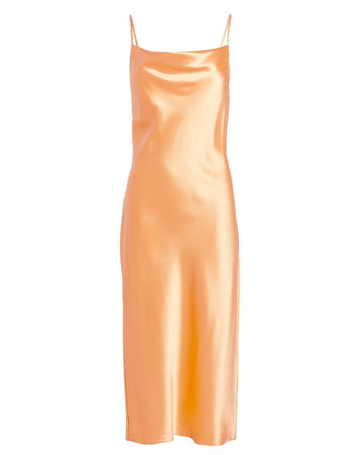 Fleur Du Mal Peach Cowl Neck Slip Dress Peach L