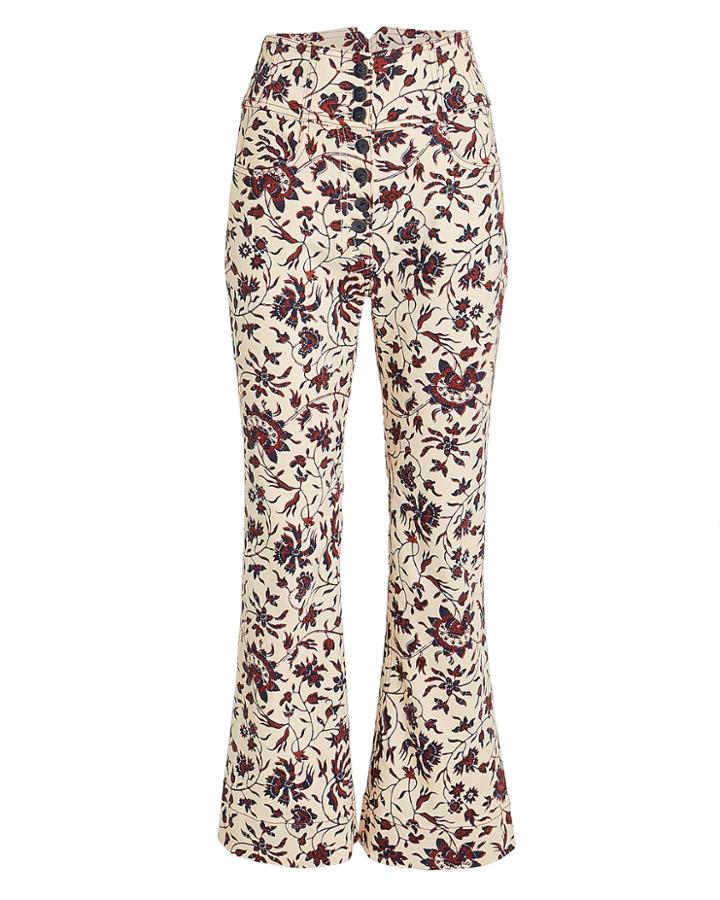 Ulla Johnson Ellis High Waisted Floral Jeans Ivory/red Floral 8